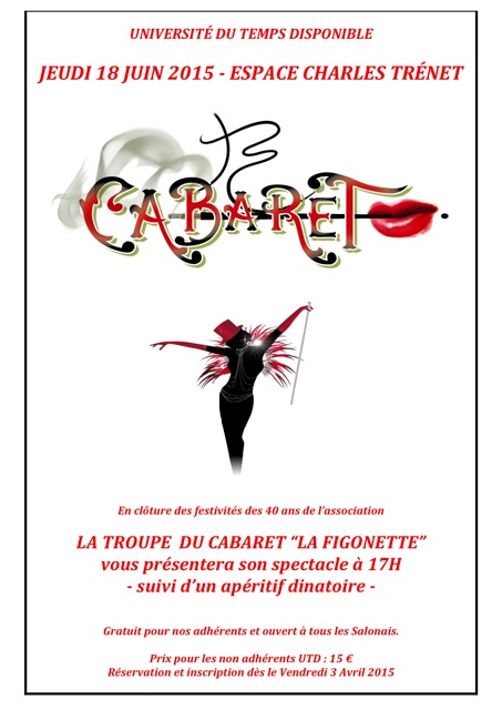 L affiche stylisée par l'UTD pour ce cabaret de Juin 2015