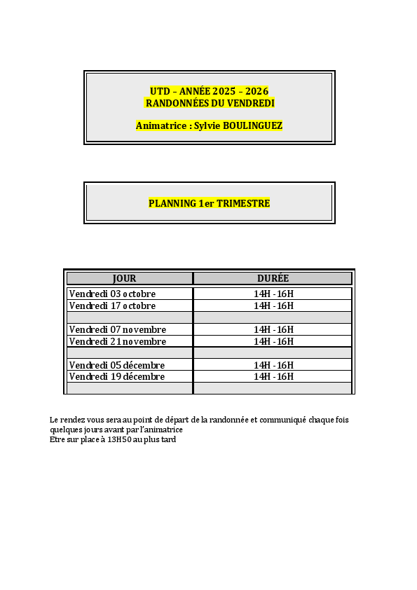 Marche du vendredi 1er tri